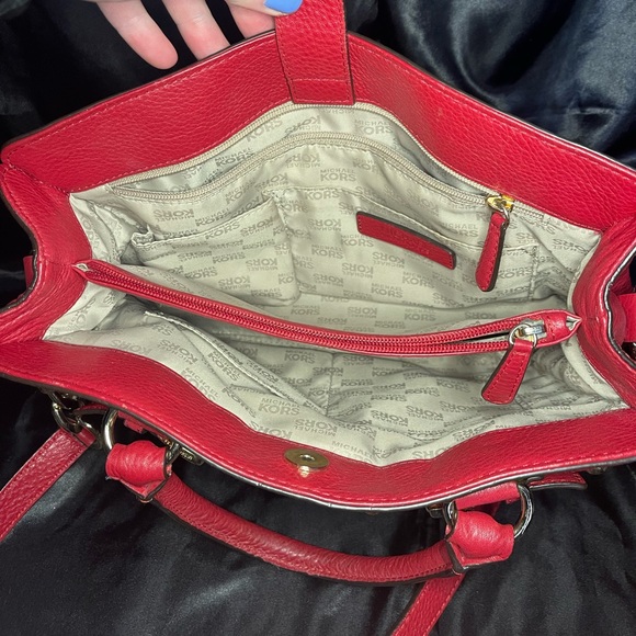 Michael Kors red & gold chain crossbody purse. Used. - Picture 5 of 7